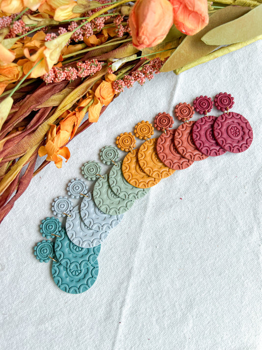 Autumn Color Palette Mandala Polymer Clay Earrings