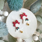 Christmas Jingle Bell with Red Bow Polymer Clay Earrings