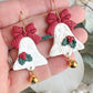 Christmas Jingle Bell with Red Bow Polymer Clay Earrings