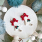 Christmas Jingle Bell with Red Bow Polymer Clay Earrings