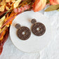 Chocolate Brown Floral Embossed Boho Donut Polymer Clay Earrings
