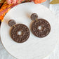 Chocolate Brown Floral Embossed Boho Donut Polymer Clay Earrings