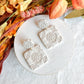 White Floral Embossed Boho Tile Polymer Clay Earrings