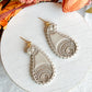 Neutral Taupe Boho Paisley Drop Polymer Clay Earrings