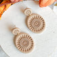Neutral Taupe Boho Medallion Polymer Clay Earrings