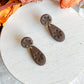 Dark Chocolate Brown Boho Floral Teardrop Polymer Clay Earrings