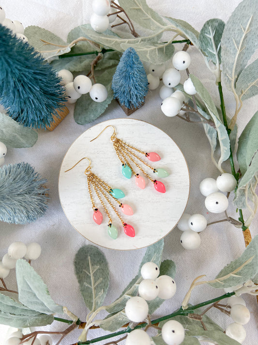 String of Christmas Bulbs Polymer Clay Earrings