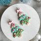 Three Tiered Pink and Mint Christmas Tree Polymer Clay Earrings