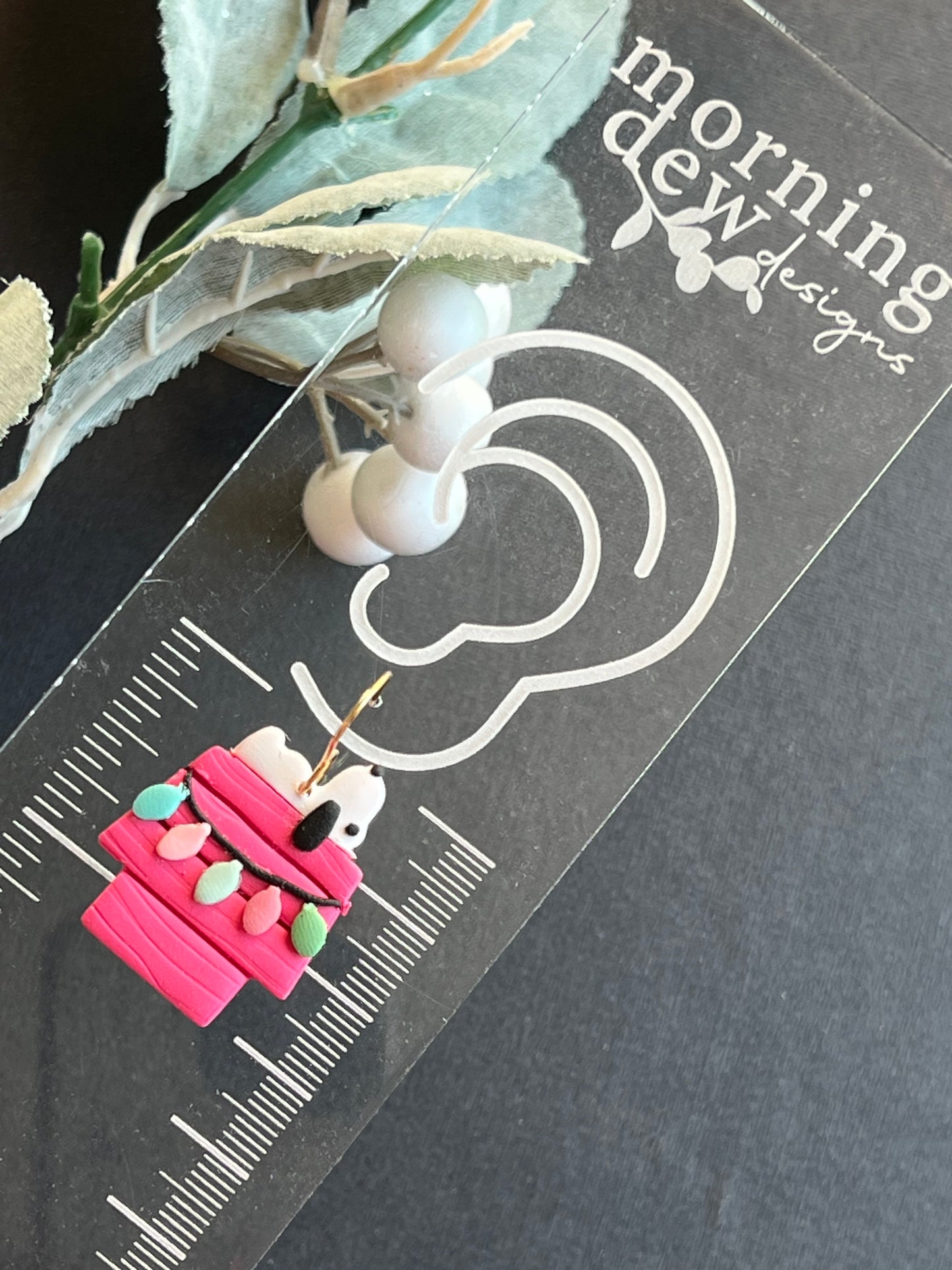 Nostalgic Beagle Dog on House Polymer Clay Earrings