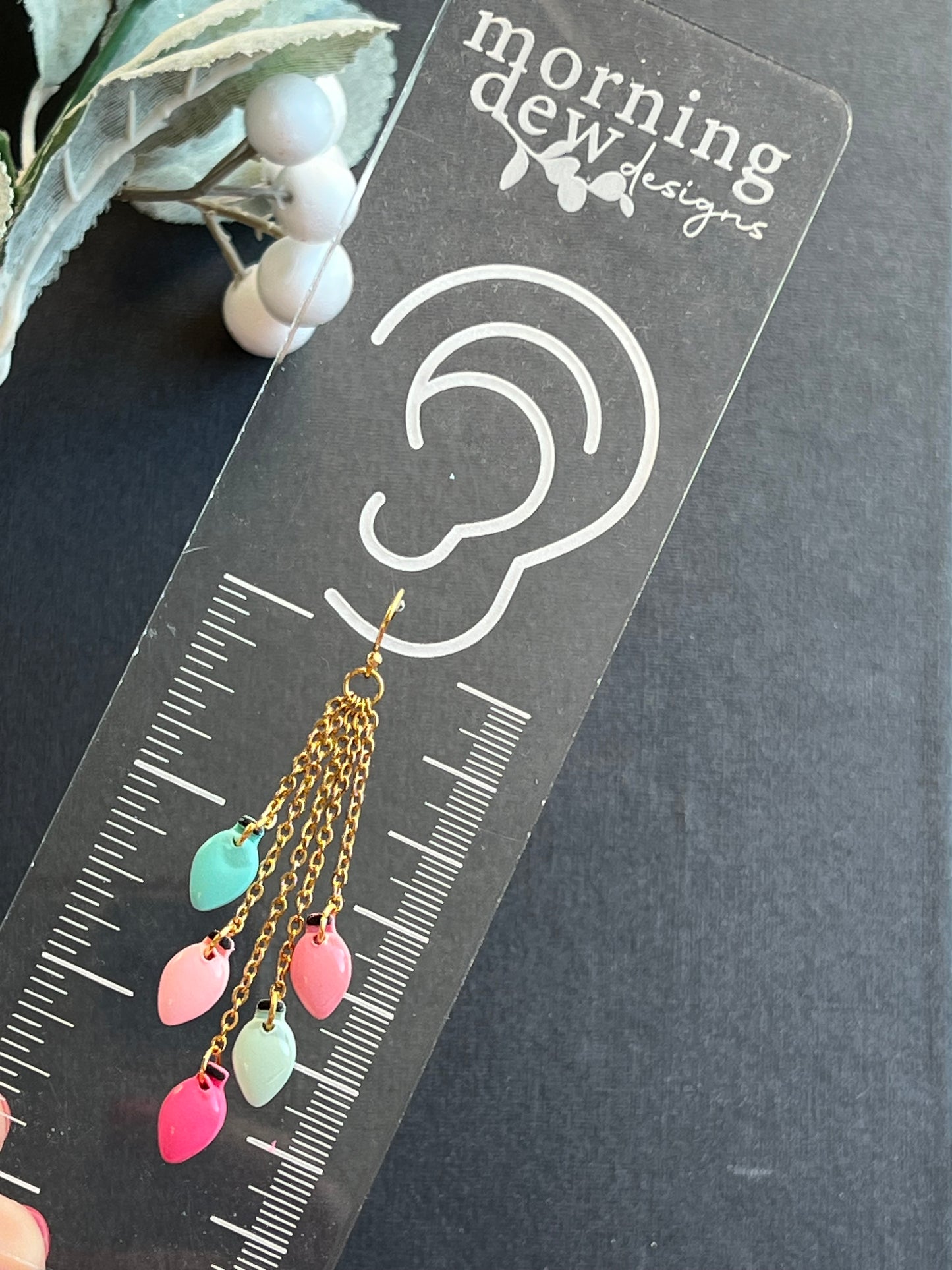 String of Christmas Bulbs Polymer Clay Earrings
