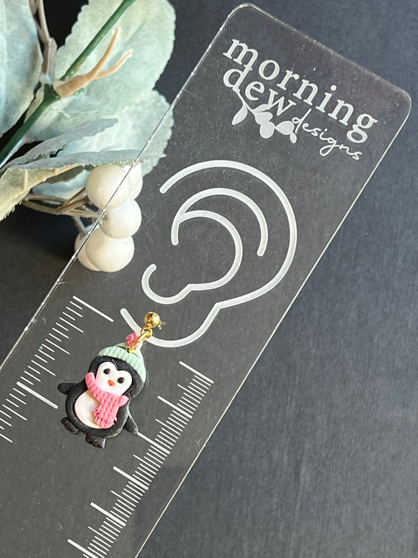 Penguin Earrings with Scarf and Beanie Polymer Clay Earrings