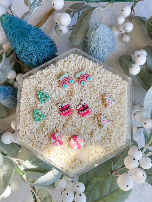 Pink Christmas Polymer Clay Studs