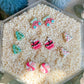 Pink Christmas Polymer Clay Studs