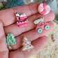 Pink Christmas Polymer Clay Studs