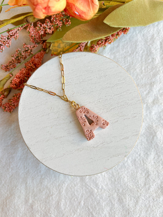 Floral Embossed Alphabet Polymer Clay Charms