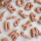 Floral Embossed Alphabet Polymer Clay Charms