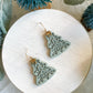 Scandinavian Sage Green Tree with Gold Bow Polymer Clay Earrings