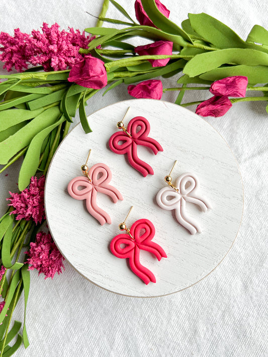 Ribbon Bow Polymer Clay Earrings