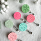 Pink Christmas Textured Polymer Clay Badges | Nurse and Teacher Retractable Badges