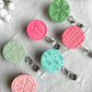 Pink Christmas Textured Polymer Clay Badges | Nurse and Teacher Retractable Badges
