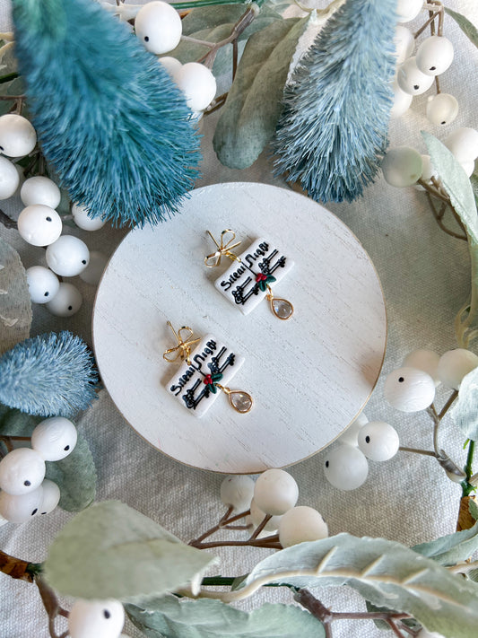 Silent Night Sheet Music Polymer Clay Earrings