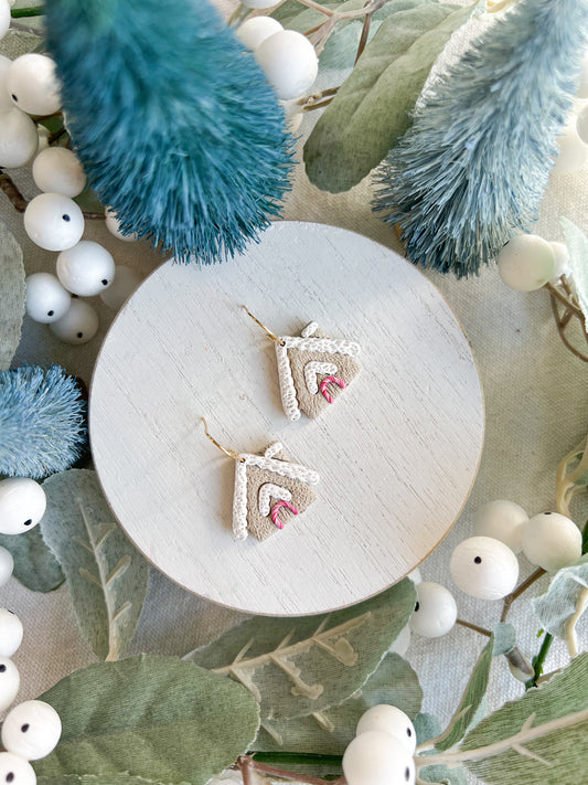 Gingerbread House Polymer Clay Earrings