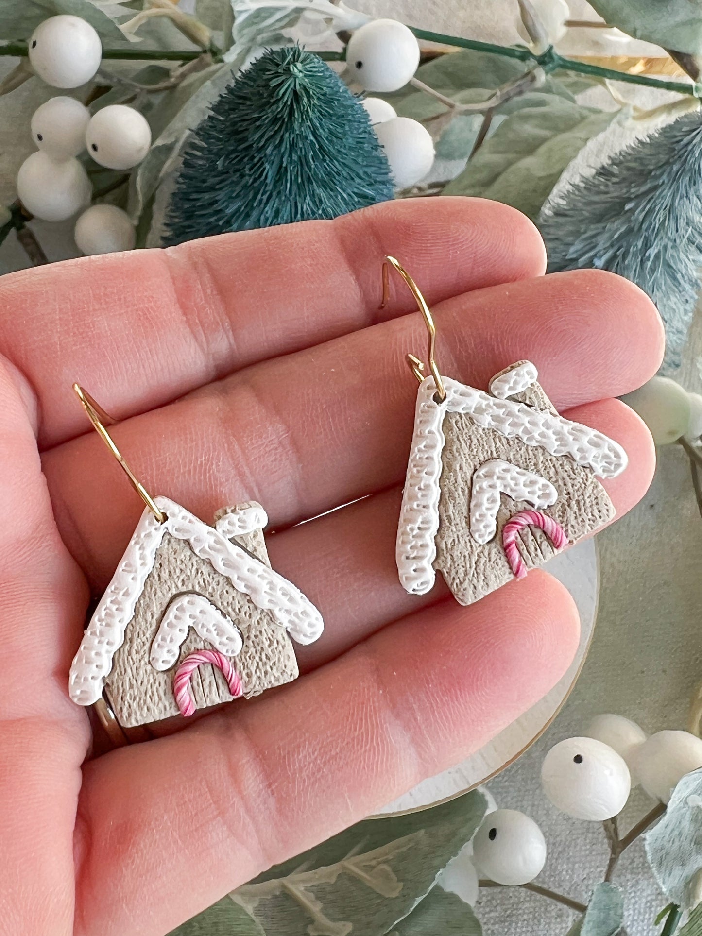 Gingerbread House Polymer Clay Earrings