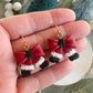 Santa Pants Ribbon Bow Polymer Clay Earrings