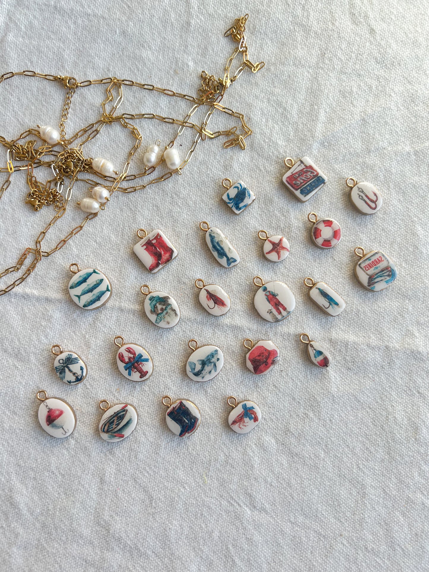 Nautical Fisherman Polymer Clay Jewelry Charms