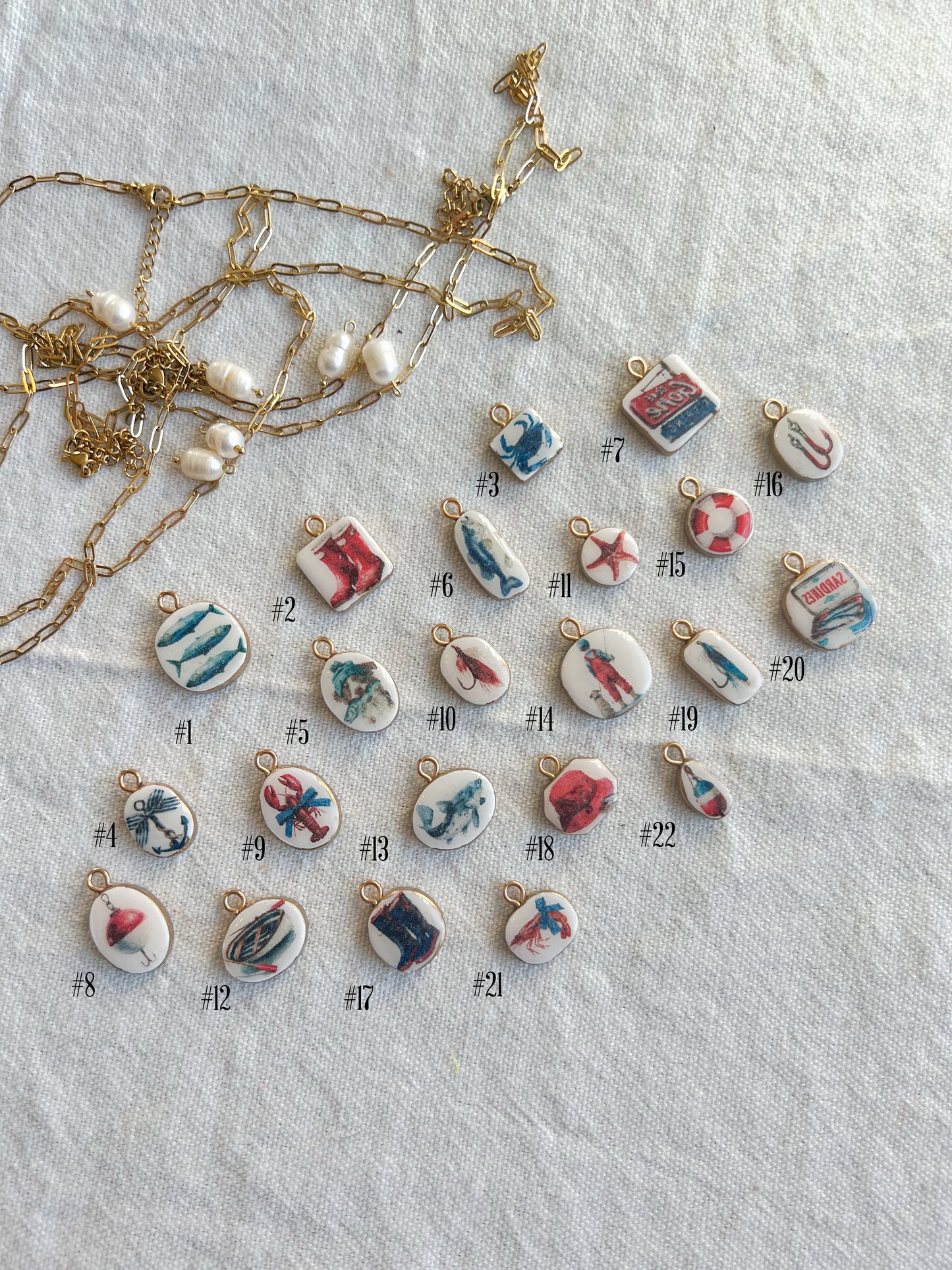 Nautical Fisherman Polymer Clay Jewelry Charms