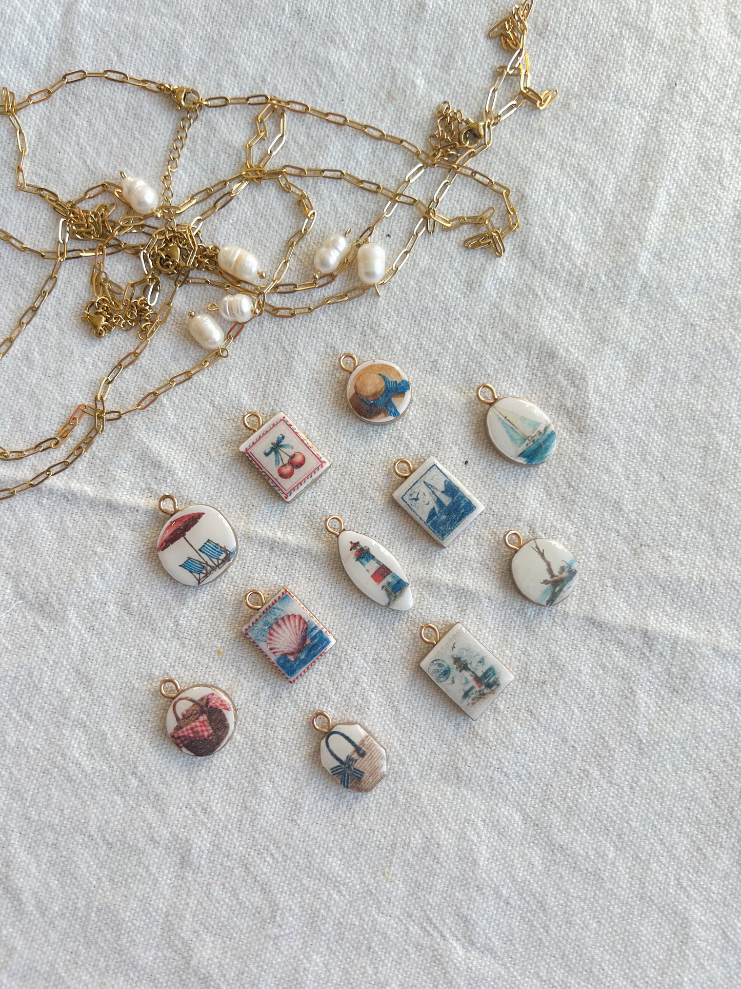 Nantucket Beach Day Polymer Clay Jewelry Charms