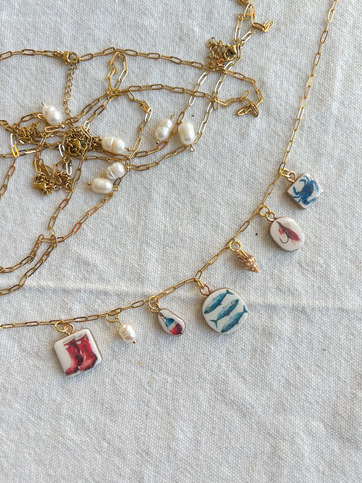 Nautical Fisherman Polymer Clay Jewelry Charms