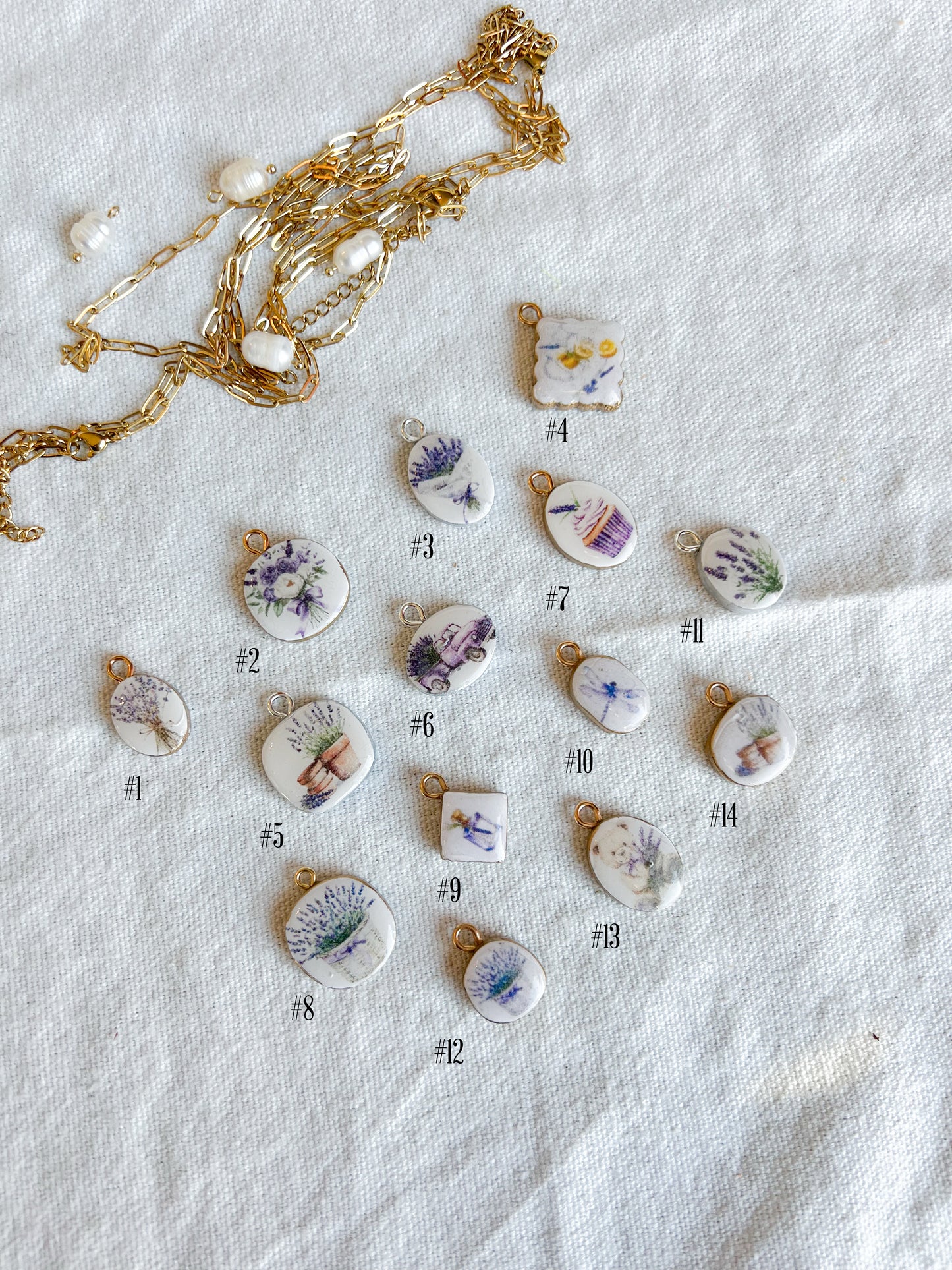 Floral Lavender Polymer Clay Jewelry Charms