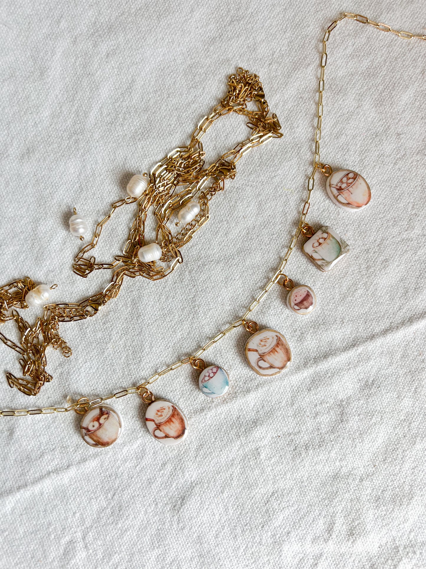 Coffee Lovers Transfer Paper Designed Polymer Clay Jewelry Charms