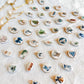 Blue Christmas Themed Transfer Paper Designed Polymer Clay Charms