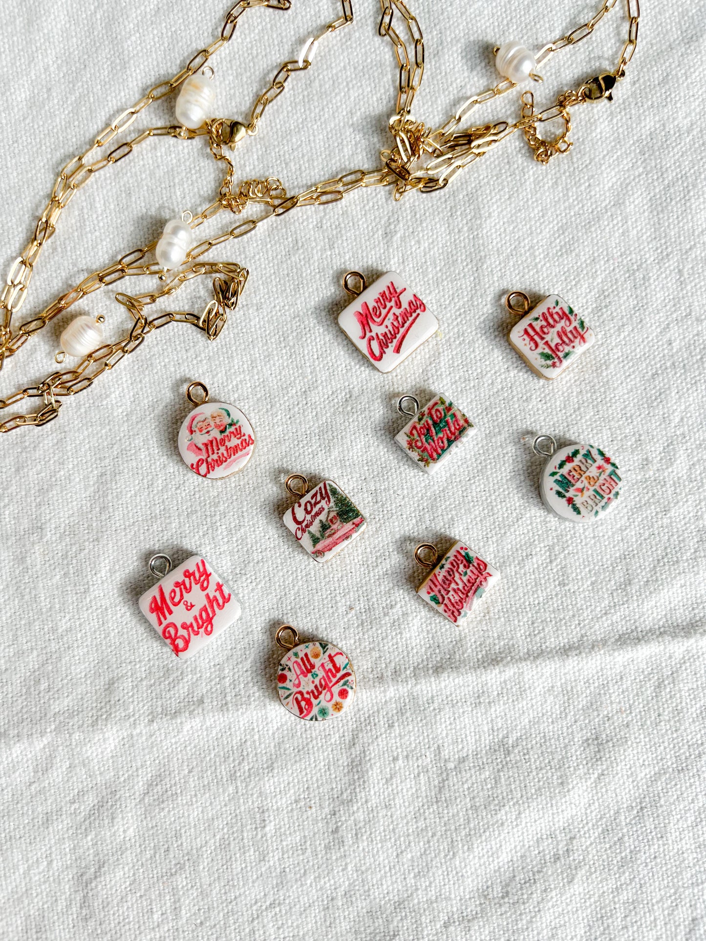 Christmas Sayings Transfer Paper Designed Polymer Clay Charms