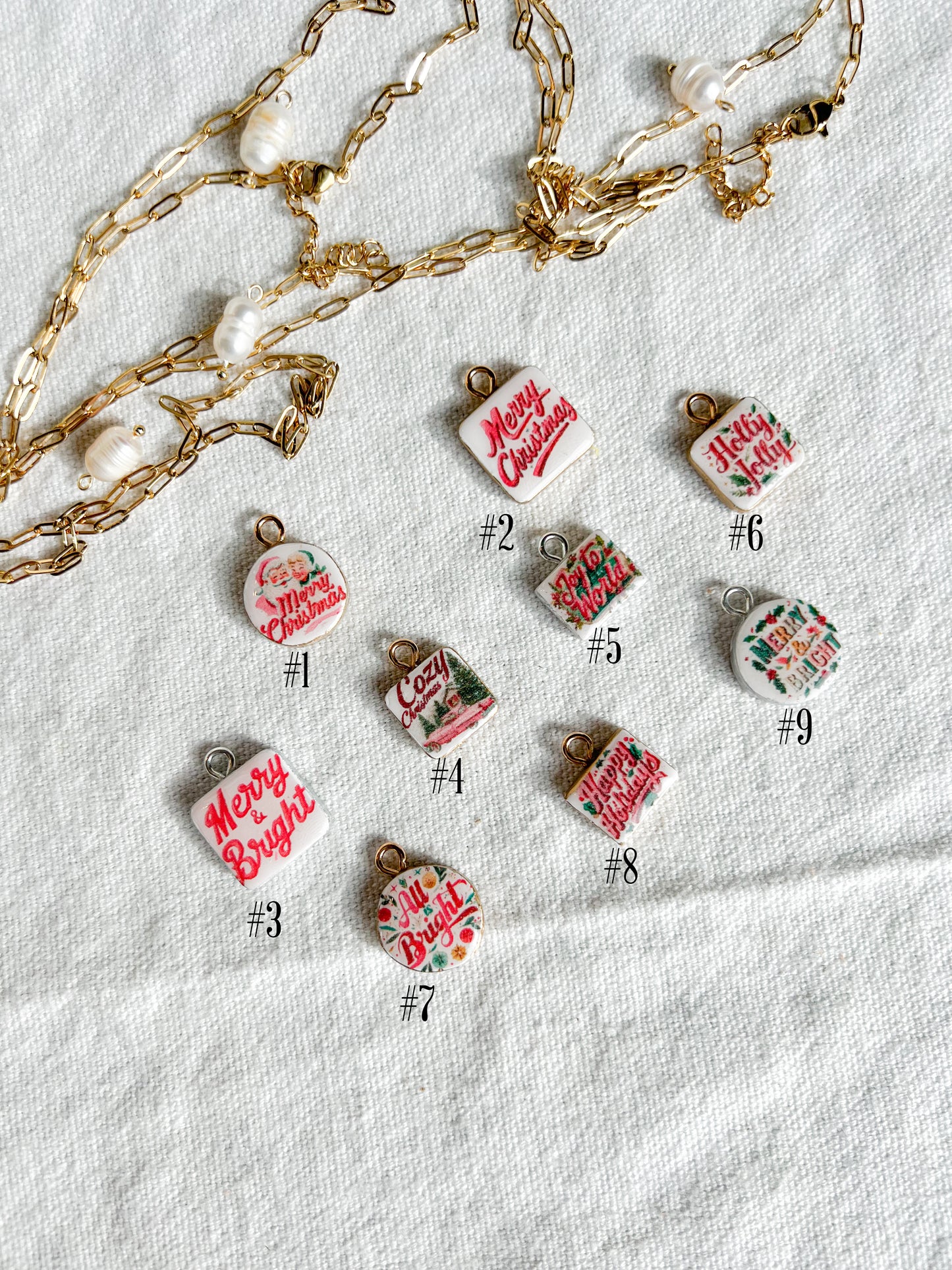 Christmas Sayings Transfer Paper Designed Polymer Clay Charms