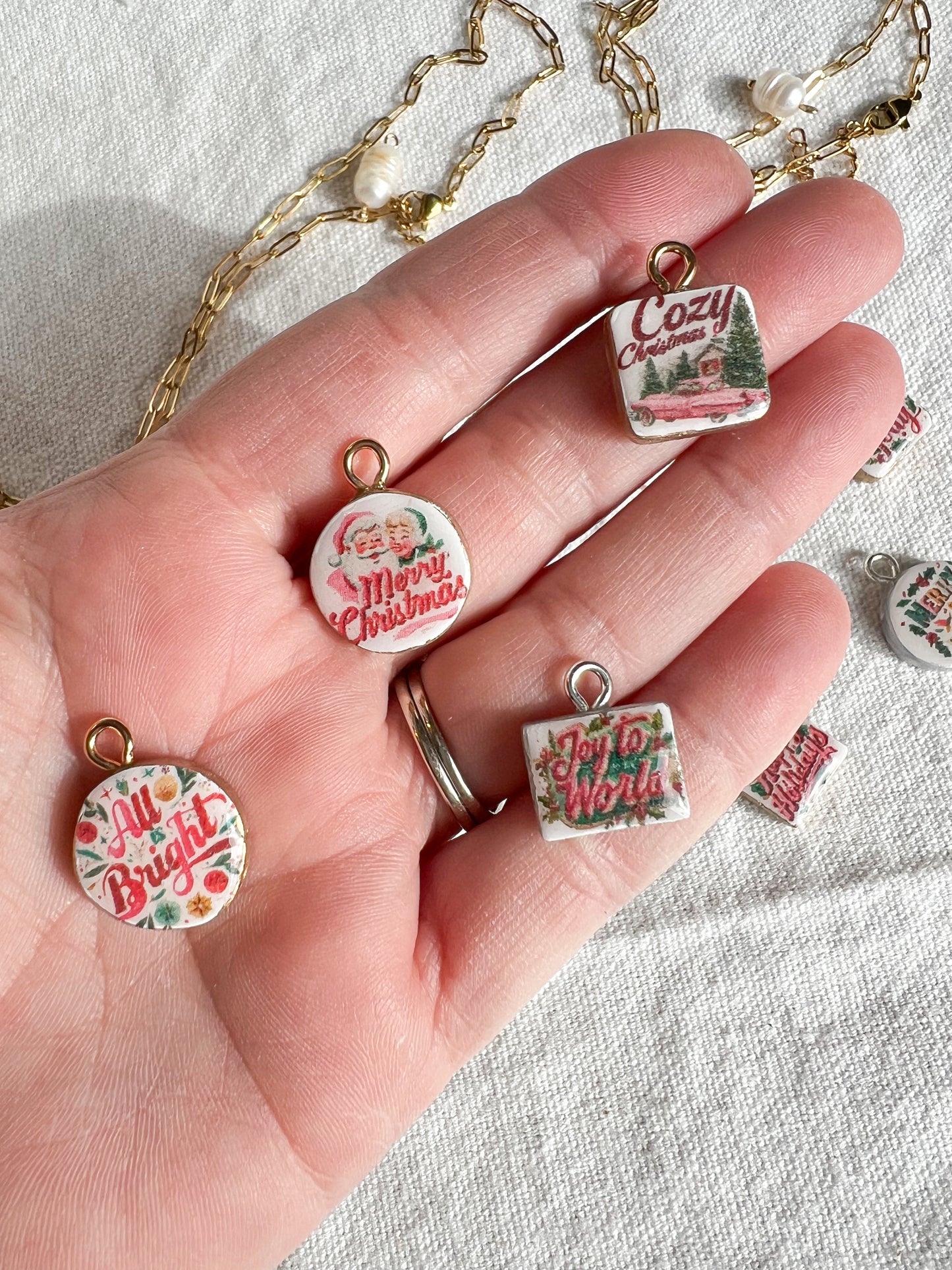 Christmas Sayings Transfer Paper Designed Polymer Clay Charms