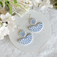 Decorative Embossed Blue Tile Polymer Clay Earrings