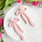 Soft Pink Ribbon Bow Polymer Clay Earrings