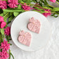 Blush Pink Charleston Inspired Textured Heart Polymer Clay Earrings