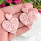 Blush Pink Charleston Inspired Textured Heart Polymer Clay Earrings
