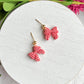 Pink Ribbed Coquette Bow Polymer Clay Earrings