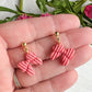 Pink Ribbed Coquette Bow Polymer Clay Earrings