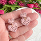 Pink Stitch Embroidered Heart Polymer Clay Earrings
