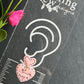 Pink Stitch Embroidered Heart Polymer Clay Earrings