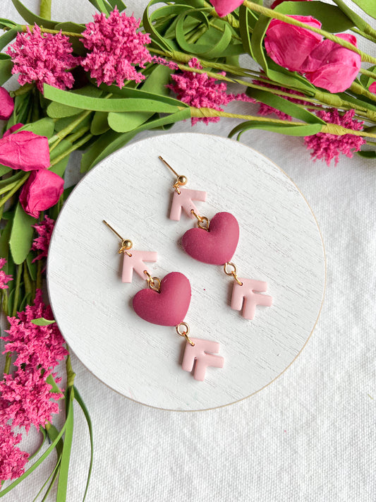 Heart and Arrow Polymer Clay Earrings