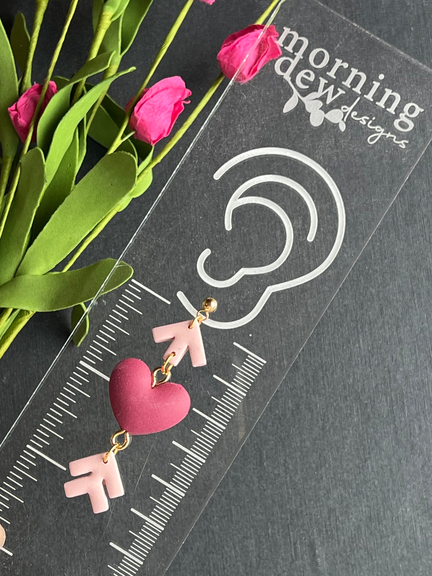 Heart and Arrow Polymer Clay Earrings