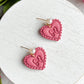 Pink Scalloped and Pearl Heart Polymer Clay Earrings