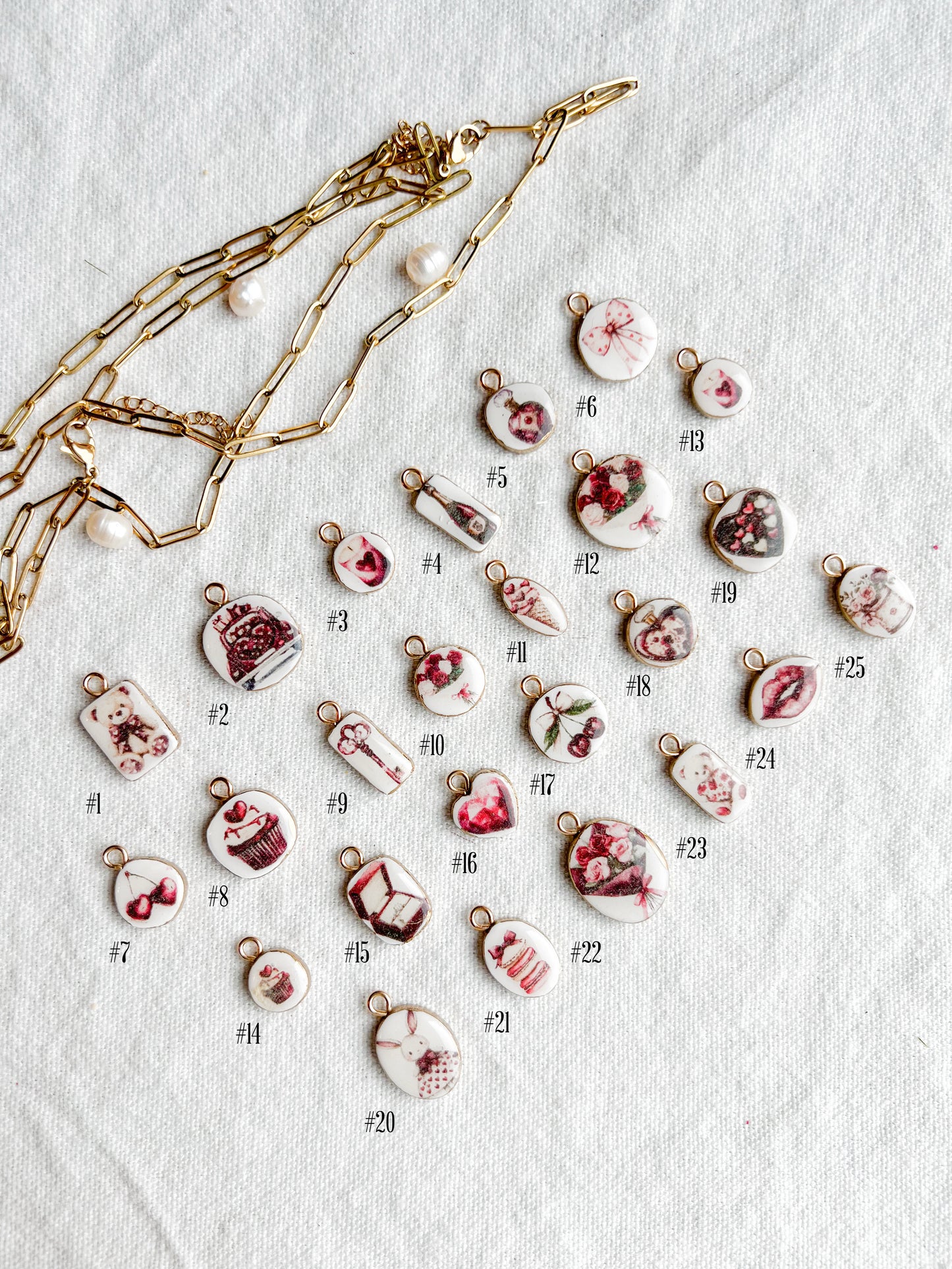 Valentines Day Red Heart Polymer Clay Jewelry Charms